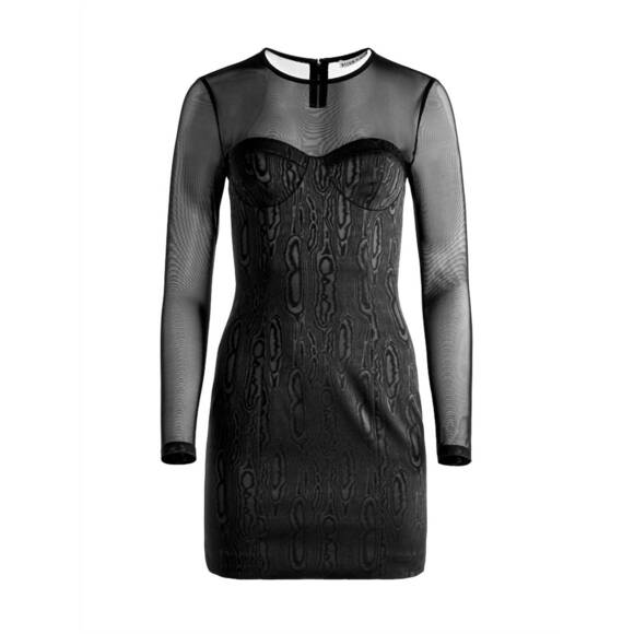 NEW ALICE + OLIVIA takako mesh crew neck mini dress in black - Picture 6 of 6
